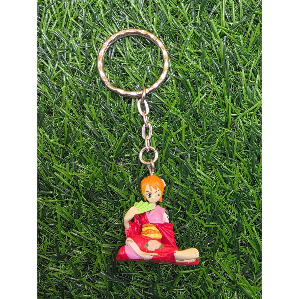 Vintage One Piece Nami Kimono Keychain Anime Figure Red Dress Collectible